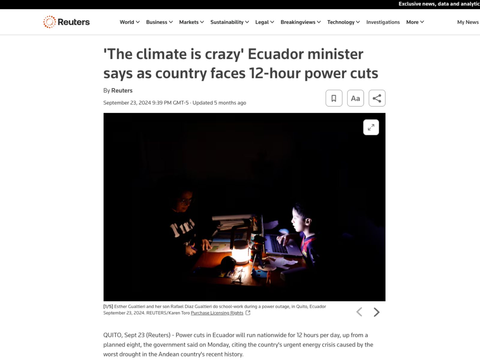 Ecuador power cuts